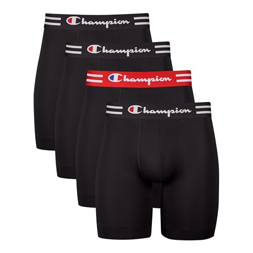 Champion Men's Cotton Moisture-Wicking Performance Stretch Boxer Briefs, 3-Pack