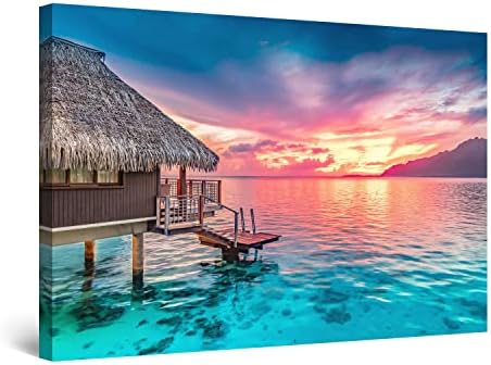 Startonight Canvas Wall Art - House in the Ocean - Decor Painting for Living Room 32" x 48"