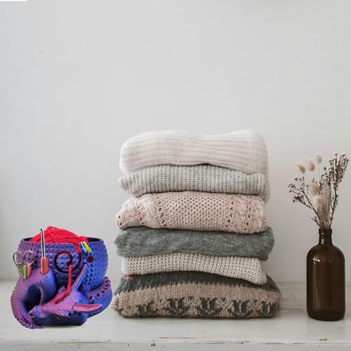 Image of TTPZNIGF Fantasy Dragon and Egg Yarn Bowl Or Crochet Bowl，Yarn Storage Organizer Crochet Bowl,Dragon Yarn Bowls for Crocheting, Knitting Accessories Organizer Gifts., Purple
