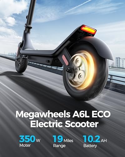 Electric Scooter A6L ECO,Electric Scooter Adults with 10IN Shock Absorbing Tires,10.2AH Big Battery,Max 350W Motor,19 Miles Long Range,APP Control,Rated 15.5MPH, E Scooter for Teens and Adults — view 3