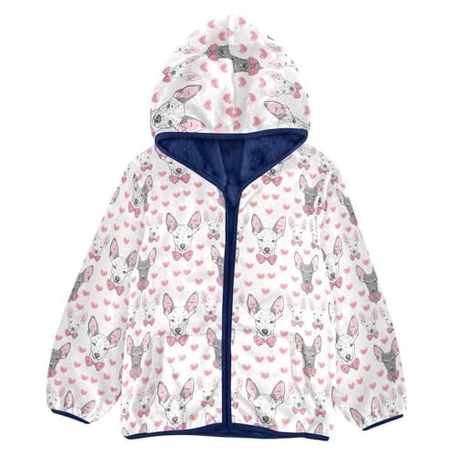 Cute Dog Bow Heart Boys Fleece Coat,Children's Zip-Up Hoodie Jacket,Baby Warm Fashion Outerwear 3-10T,A113442