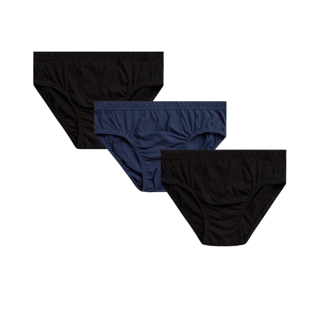 GenericEssential Comfort: Men's Combed Cotton Briefs Pack of 3 - Crafted for Superior Softness, Featuring an Ultrasoft Waistband - Color Assorted