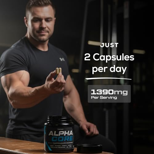 Image of Alpha Core 8-in-1 Testosterone Booster for Men - Shilajit, Tongkat Ali, Fadogia Agrestis, Ashwagandha & Fenugreek Complex - Zinc & Boron for Energy & Strength - 120 Capsules (2 Month Supply)