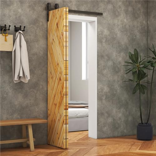 3FT/3.3FT Heavy Duty Bi-Folding Barn Door Hardware Kit - Sturdy Sliding Track Set for 2 Doors, Smooth & Quiet Operation, Ideal for Home & Office Decor