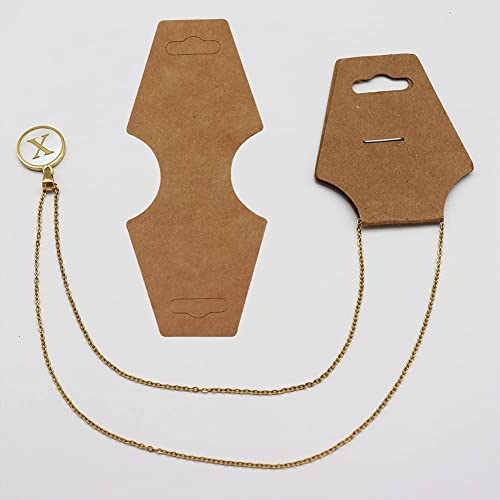 Necklace Display Cards 100Pcs Bracelet Holder Cards Blank Kraft Paper Hanging Jewelry Tags For Jewelry Packaging Selling Card, Keychain Earring Hair Band, Scrunchies Hanging (Brown) #TOP2