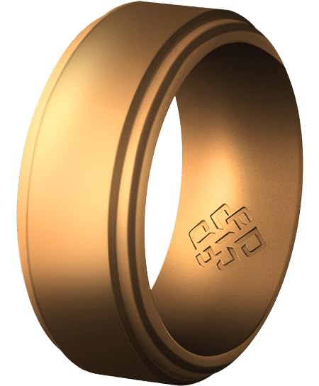 Knot TheoryBreathable Silicone Ring for Men - Durable Step Edge Comfort Fit 8mm Bandwidth Size 8, 9, 10, 11, 12, 13, 14