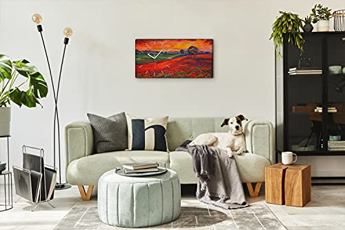 Horloge sur Toile d'Art Moderne 60x30cm Déco Luxe Arbre de Fleurs - 5