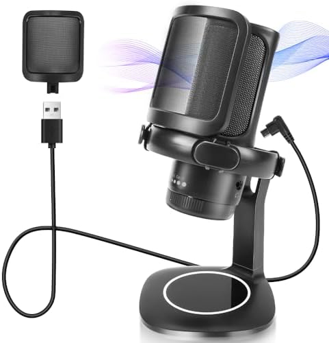Microfone Jogos, Microfone Gamer, Microfone USB para PC Streaming...