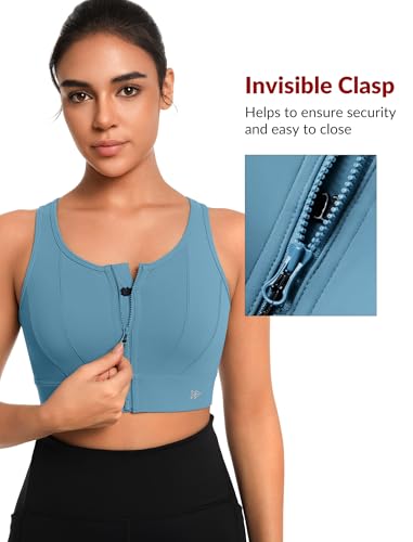 Image of Yvette Front Closure High Impact Sports Bra for Women | Cup Sizes A to DDD Up to 5XL, Sewn in Pads, No Underwire, Breathable Fabric Moisture-Wicking, Easy on and off, Full Coverage