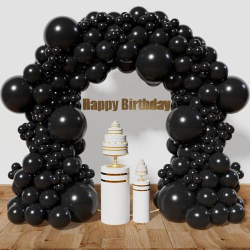 Black Balloon Arch Kit 111 Pcs, 18/12/5 Inch Black Latex Balloons Garland with Different Sizes, DIY Balloon Decorations for Birthday Party, Wedding, Baby Shower, Graduation, Anniversary & Halloween - image 1