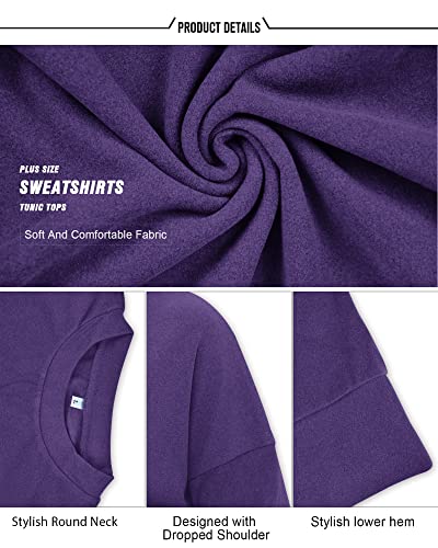 PLMOKEN Plus Size Sweatshirts For Women Casual Long Sleeve Tunic Tops For Leggings For Women(Purple,L) — view 4
