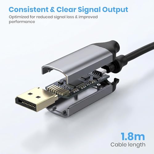 Image of Tobo Type C to DisplayPort Cable 4K@60Hz, 1.8m USB-C to DP Male to Male Cable for Laptop, Monitor & Projector, Aluminium Alloy, Gold-Plated TD-1605CC