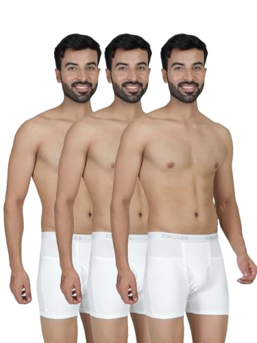 Image of 100% Combed Cotton Outer Elastic White Packet Trunks