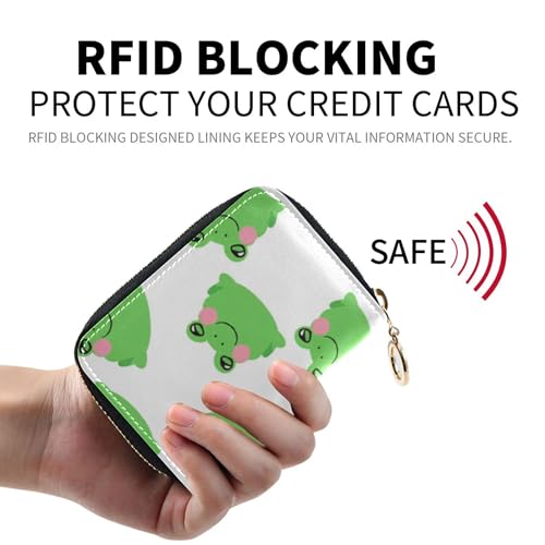 Cartoon Womens Wallets Small Credit Card Wallets RFID Blocking Cute Cartoon Frogs Smiling Travel Cash Wallet with Coin Pocket2