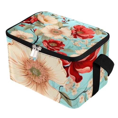 GzLeyigou Lunch Bags for Women Men 9 Cans,Peony Roses Hot & Cold Food Delivery Bag Insulated Grocery Bag Insulated Lunch Box Flowers Cooler Bag for Office Work Picnic Beach