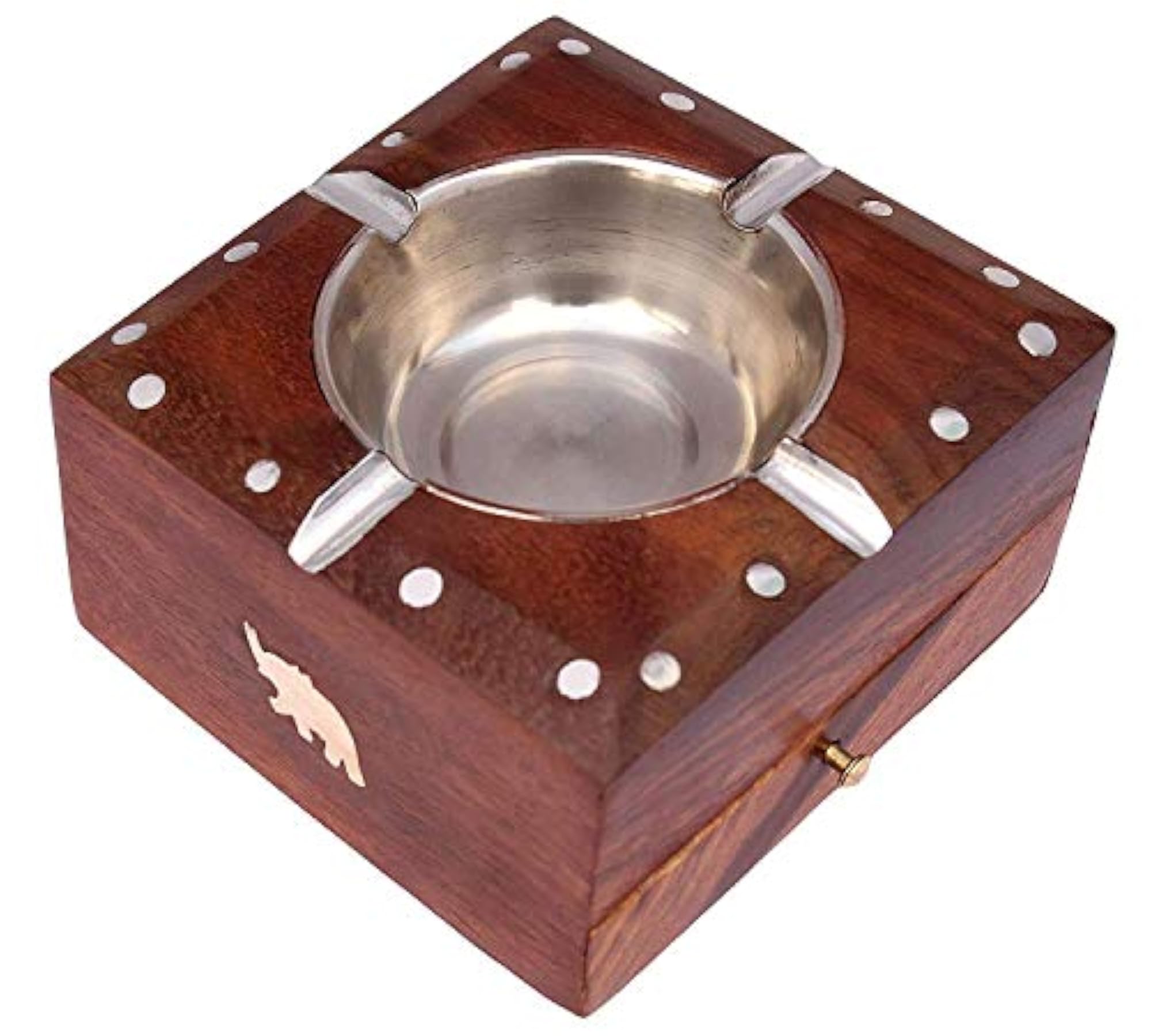Wooden Handmade Ashtray with Cigarette Holder, Functional Gift