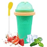 Vaso para Hacer Granizados, Slushie Cup Maker, Maker Magic Slushy Squeeze, Taza de Batido Portátil con Pajita y Cuchara (Verde)
