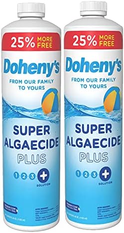 Doheny's Super Algaecide Plus | 100% Professional-Grade | Effective Against Most Types of Algae | 7.1% Chelated Copper (Chelated to Protect from Staining) | Non-Foaming Formula | (2) 40oz Bottles
