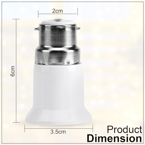 Image of GLUN LED Bulb Converter Holders (B22 Pin to E27 Ring), Pack of 8 White Bulb Pins Converter, for Office, Basement, Room, & Home Use