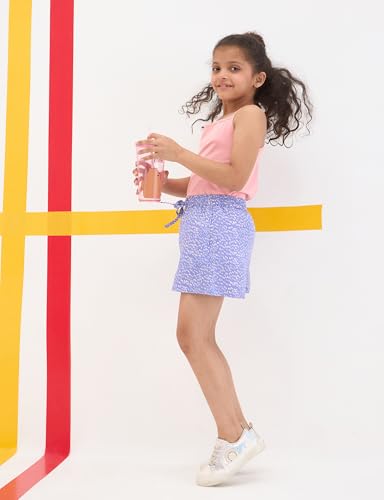 Image of Amazon Brand - Symbol Girls Flared Fit Printed Rayon Shorts | Elasticated Waistband | Age 2-14 Years