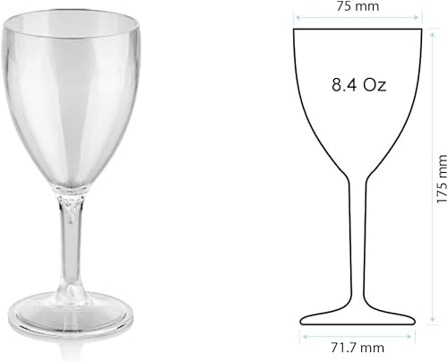 Miniatura 9 de Copas de vino de plástico irrompibles de 8.4 onzas (juego de 8), inastillables, reutilizables, apilables, aptas para lavavajillas, perfectas para