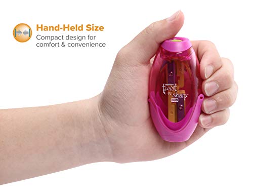Bostitch Office Twist-N-Sharp Manual Pencil Sharpener, 2 Holes For Standard And Jumbo Pencils With Ratchet Technology, 1 Sharpener Random Color #TOP5