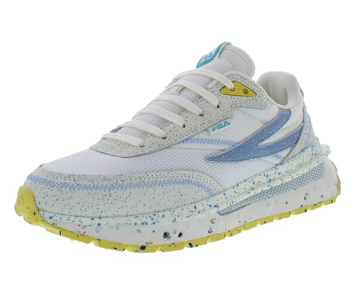 Fila Renno Green Splatter - Zapatos para mujer, Blanco/amarillo/crema, 38 EU