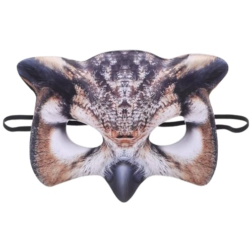 Hosfairy 1Pcs Halloween Owl Mask Masquerade Owl Mask Animal Half Face Mask for Halloween Easter Costume Party Cosplay Props(Brown)