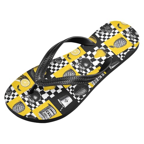 Flip Flop Sandals Checkered Fruit Cup Print for Women Men Beach Outdoor XS2