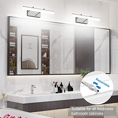 Image of Aipsun 15.7 inch LED Vanity Lights Adjustable Bathroom Wall Light Bathroom Lighting Fixture Over Mirror Chrome Modern Vanity Lighting 5500K