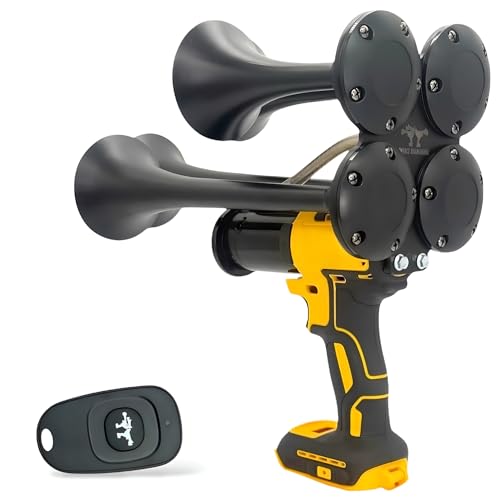 Impact Train Horn Remote-Controlled 140DB Cordless Drill Train Horn with Four Metal Trumpets