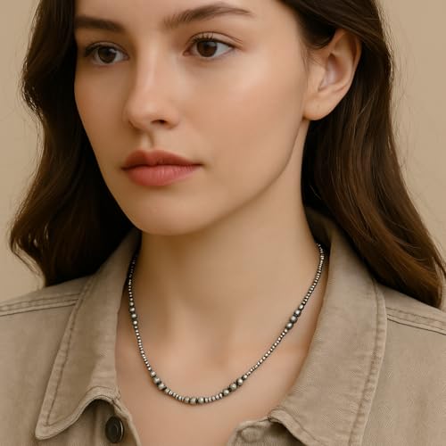 Minimalist Navajo Navajo Beaded Necklace – Graduated Navajo beads 7356884
