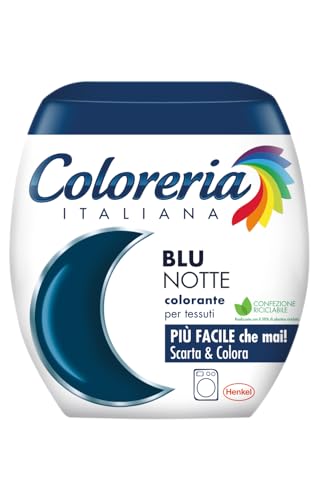Coloreria Italiana Colorante per tessuti, 350 g | Per capi color blu, Effetto ravvivante, Colore intenso a lungo termine, Sicuro per la lavatrice