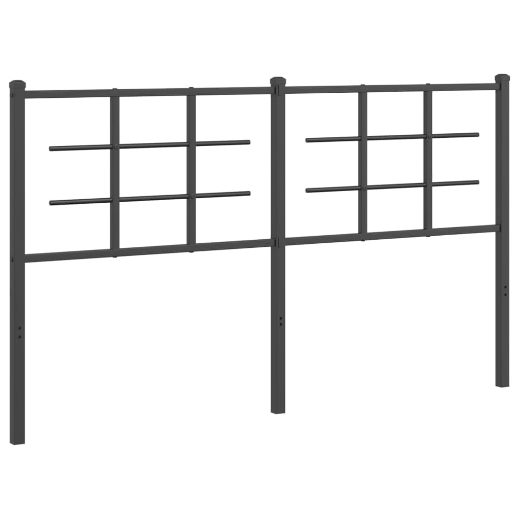 vidaXL Cabecero, Cabecera Decorativa de Somier con Patas, Cabezal de Estructura de Cama, Mueble para Dormitorio Hogar, Metal Negro 160 cm