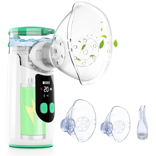 NEEMOSI Aerosol Portatile Silenzioso, USB-C Ricaricabile Aerosol Ultrasuoni per Adulti e Bambini, Macchina Aerosol con 2 Maschere e Boccaglio