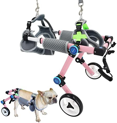 Dog Wheelchair,Fordable Dog Wheelchair for Back Legs,Assist Small Pets with Paralyzed Hind Limbs to Recover Their Mobility Two Colour 5-Size (XSLW Pink)