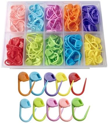 Meikeer 150 Pieces Knitting Crochet Locking Stitch Markers Stitch Needle Clip Counter 10 Colors (Color Ship Randomly)