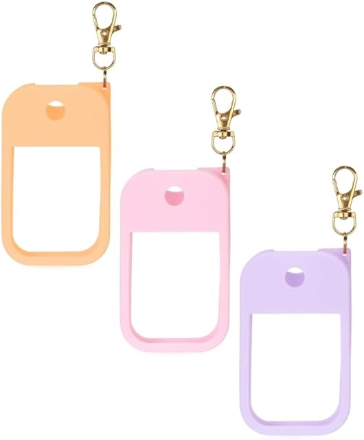 3Pcs Silicone Hand Sanitizer Spray Case,Compatible with Touchland Hand Sanitizer Spray with Keychain for 1 Fl Oz Portable Accessory (Pink, Orange, Purple)