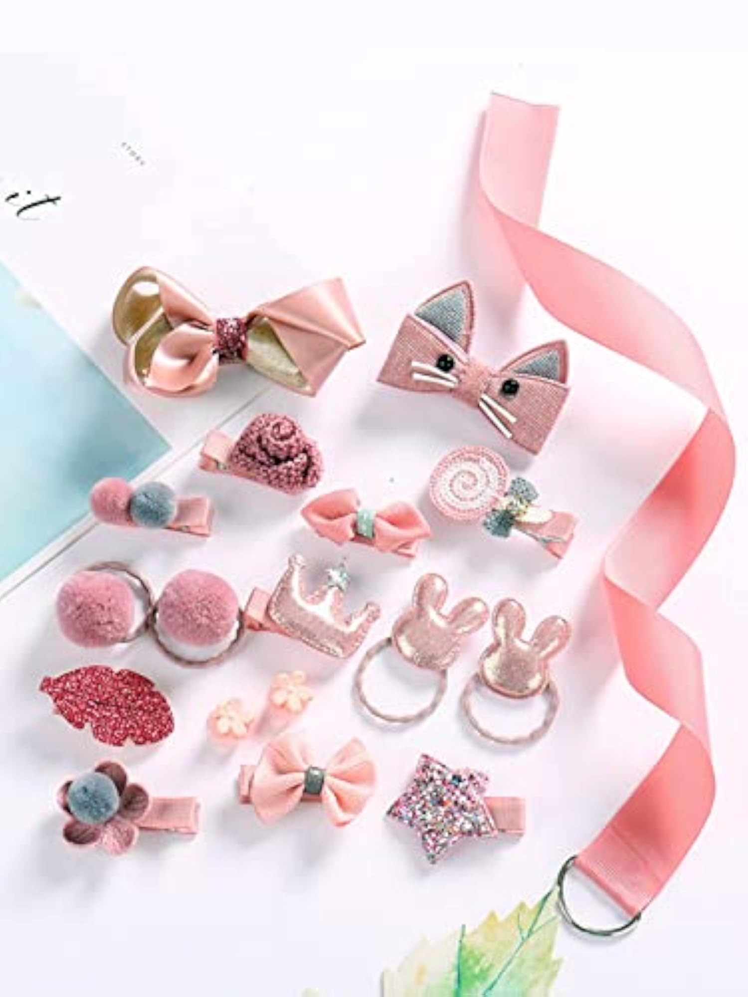 18pc Hair Accessories Combo Set, Clips & Ponytail Holders