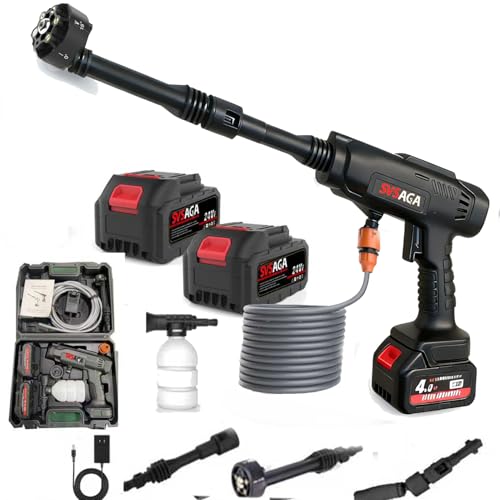 Image of Portable 1100 PSI Cordless Pressure Washer- 24V Handheld 2X 4.0AH Battery Powered Power Washer, Brushless Wash with Fast Charger, 180° Swivel & 6-in-1 Spraying Nozzle.for Cars, Home