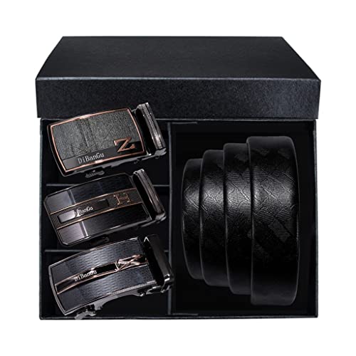 Business Formal Style Genuine Leather Automatic Buckle Belts for Men Gift Box (Color : As Shown, Size : 110cm) (As Shown 120cm)