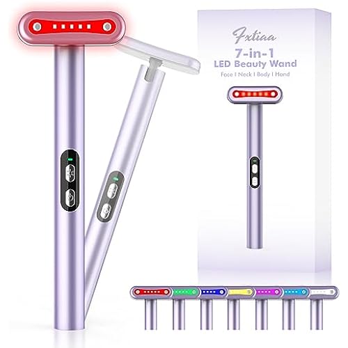Light-Therapy-Wand, Red Light Therapy for Face and Neck Facial Wand 7 in 1 Led Beauty Wand Red & Blue Rejuvenation Face & Eye Massager Skincare Tool
