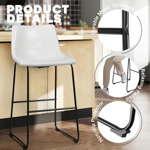 Image of Waleaf 30 Inch Counter Height Bar Stools Set of 4, Faux Leather Bar Chairs