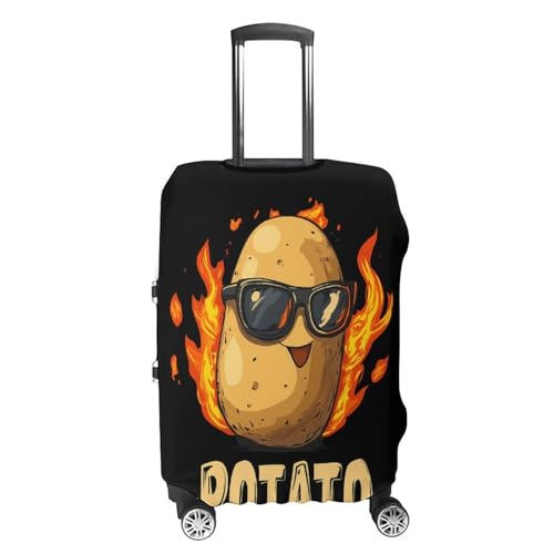 Cool Potato with Flames Luggage Covers Washable Travel Suitcase Cover Elastic Baggage Protector4