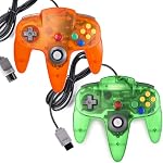 miadore 2 Packs Classic N64 Wired Controller Joystick for N64 Video Game System N64 Console (Jungle Green and Orange)