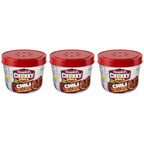 Image of Campbell's Chunky Hot and Spicy Chili With Beans, 15.25 oz Microwavable Bowl (Pack of 3)