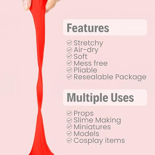 Image of BOHS Red Modeling Foam Clay - 1.1 Lbs, Squishy,Soft, Air Dry -for Flower Mirror,Cosplay,Fake Bake, Slime Supplies-500g (Pack of 3)