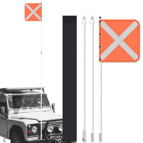 ZYEMILE 10ft High-Visibility Sand Safety Flag with Reflective Material, Quick Connector & Storage Bag – ATV/UTV Off-Road Flag for Dune Buggies, Beach Riding, Sand Dunes – Durable & Easy-to-Install for Outdoor Adventures