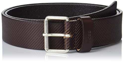 BOSS Men's Logo Buckle Embossed Leather Casual Belt