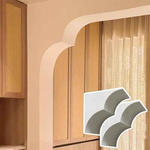 Arco de puerta con moldura de pasillo blanca y soportes decorativos para revestimiento de pared 2